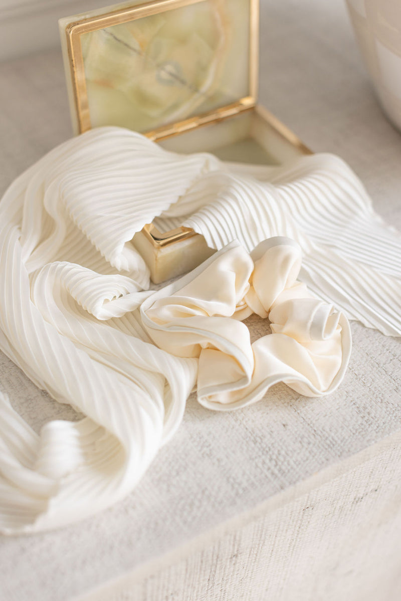 Vanilla Pleated Scrunchie and Scarf